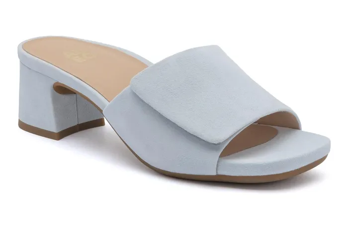ABEO Footwear Avenue Slide Light Blue Suede Women Dress