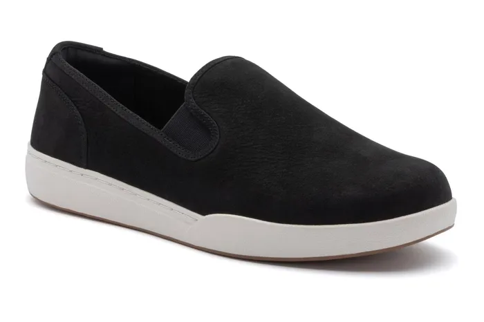 ABEO Footwear Encore Slip On Black Leather Women Sneakers