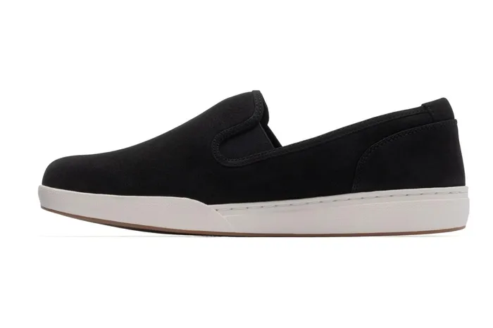 ABEO Footwear Encore Slip On Black Leather Women Sneakers