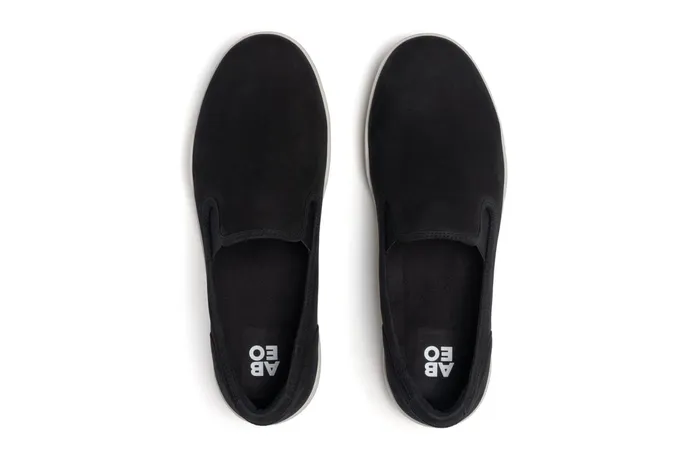 ABEO Footwear Encore Slip On Black Leather Women Sneakers