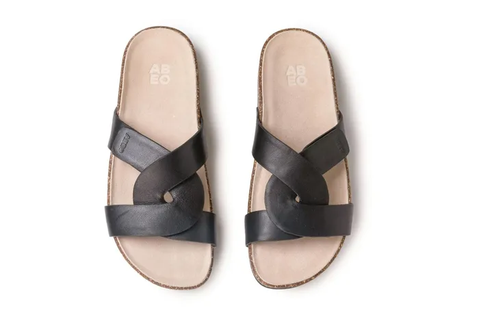 ABEO Footwear Lanai Slide Black Nubuck Women Sandals ABEO Footwear Lanai Slide Black Nubuck Women Sandals