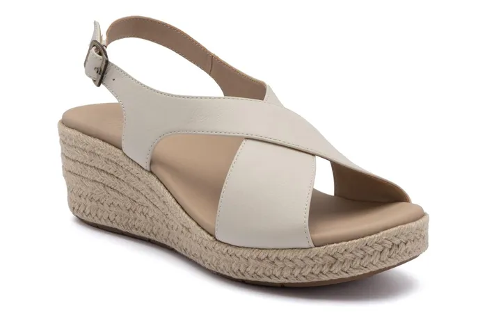 ABEO Footwear Riviera Cross Off White Leather Women Sandals