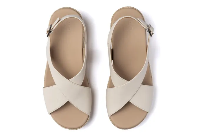 ABEO Footwear Riviera Cross Off White Leather Women Sandals