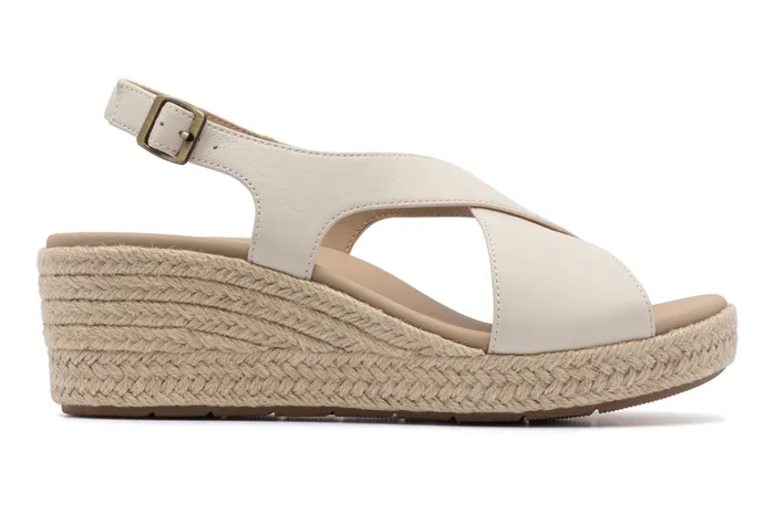 ABEO Footwear Riviera Cross Off White Leather Women Sandals