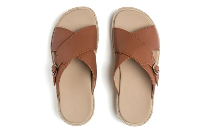 ABEO Footwear Solstice Cross Slide Dark Tan Women Sandals
