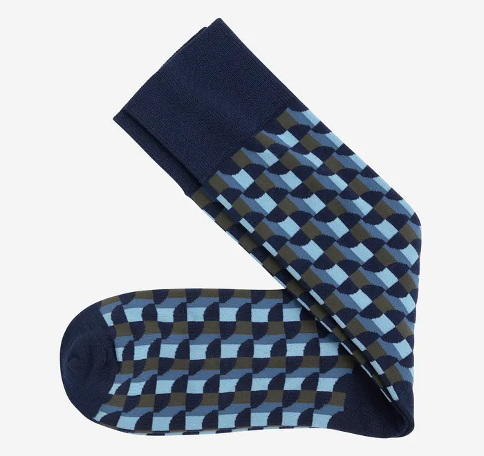 Accessories Johnston and Murphy Men Cool Moon Tech Socks Blue Multi Geo
