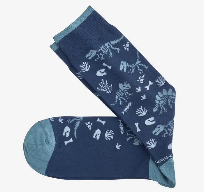 Accessories Johnston and Murphy Men Novelty Socks Navy Dinosaur Fossils