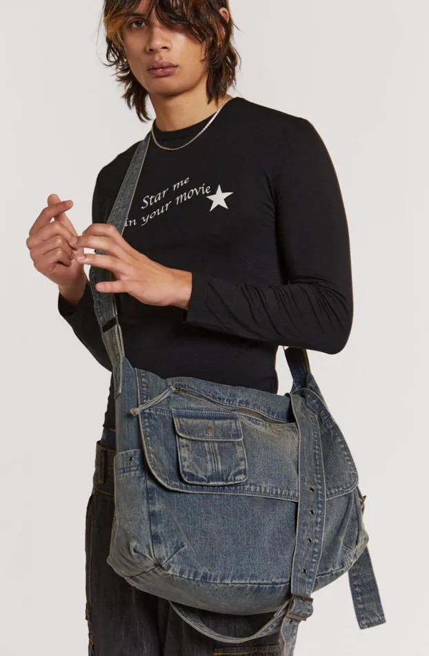 Accessories Men Jaded London Stellar Denim Messenger Bag