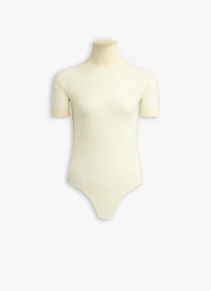 Alaa Bodysuits and Leggings CREW NECK KNIT BODY Light Yellow 8211 Women
