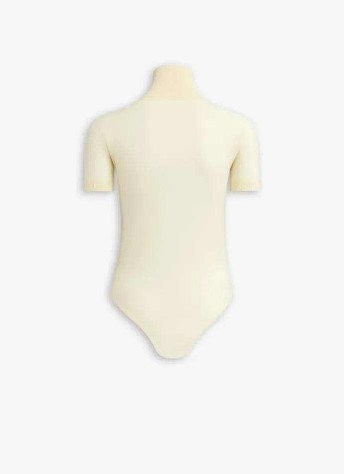 Alaa Bodysuits and Leggings CREW NECK KNIT BODY Light Yellow 8211 Women Alaa Bodysuits and Leggings CREW NECK KNIT BODY Light Yellow 8211 Women