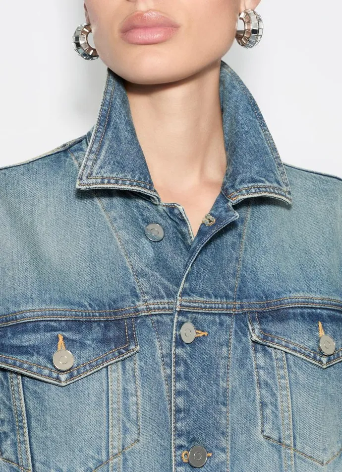 Alaa Denim DENIM PEPLUM JACKET Bleu Vintage 8211 Women Alaa Denim DENIM PEPLUM JACKET Bleu Vintage 8211 Women