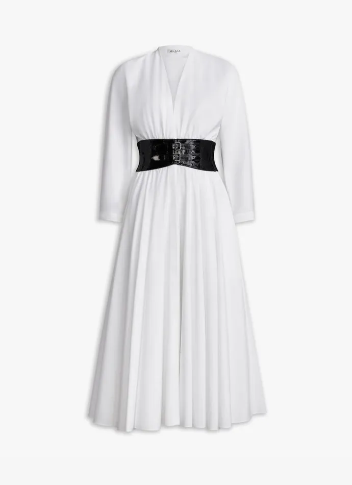 Alaa Dresses POPLIN CROSS BELT DRESS White 8211 Women