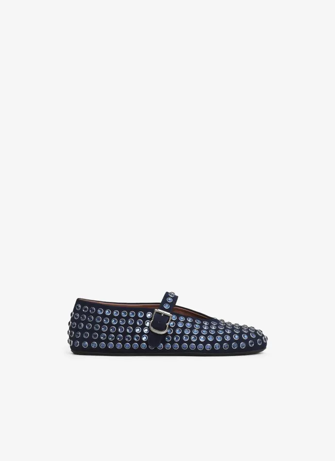 Alaa Flat Shoes STRASS BALLET FLATS Dark Blue 8211 Women