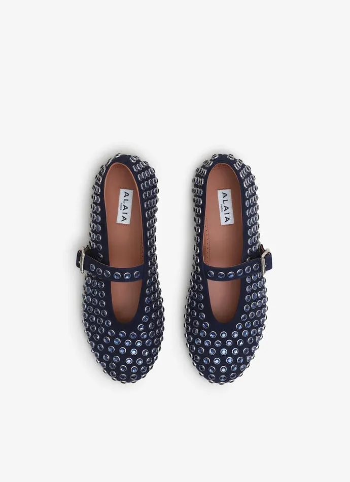 Alaa Flat Shoes STRASS BALLET FLATS Dark Blue 8211 Women Alaa Flat Shoes STRASS BALLET FLATS Dark Blue 8211 Women