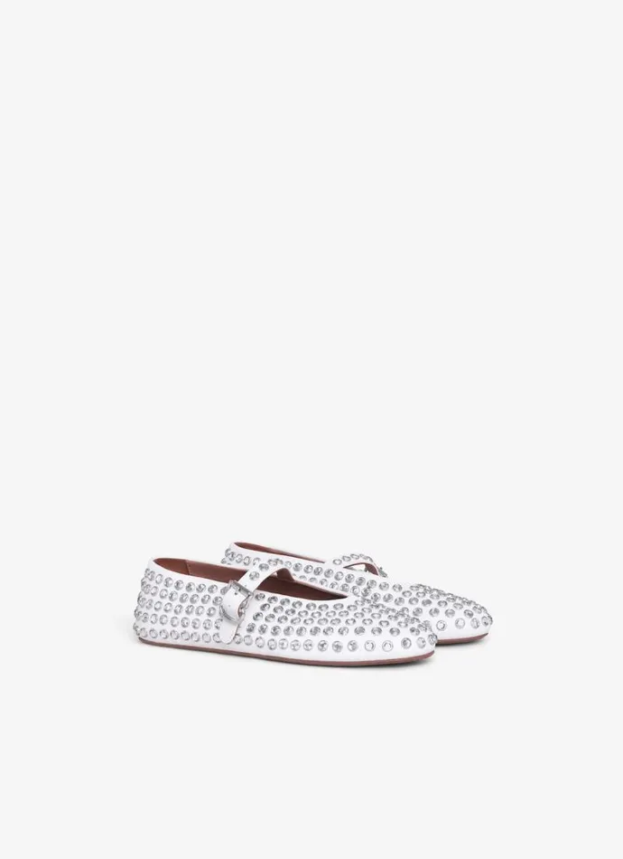 Alaa Flat Shoes Strass Lambskin Ballet Flats White 8211 Women Alaa Flat Shoes Strass Lambskin Ballet Flats White 8211 Women