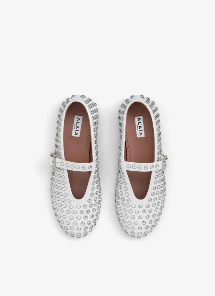 Alaa Flat Shoes Strass Lambskin Ballet Flats White 8211 Women Alaa Flat Shoes Strass Lambskin Ballet Flats White 8211 Women