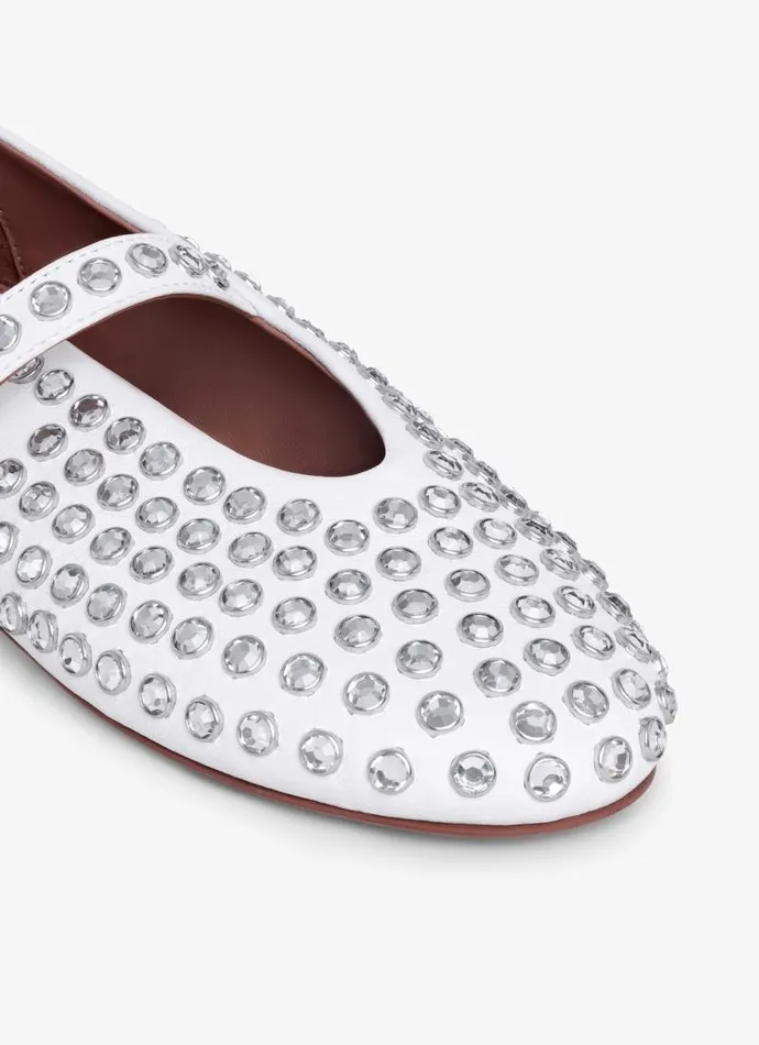 Alaa Flat Shoes Strass Lambskin Ballet Flats White 8211 Women Alaa Flat Shoes Strass Lambskin Ballet Flats White 8211 Women
