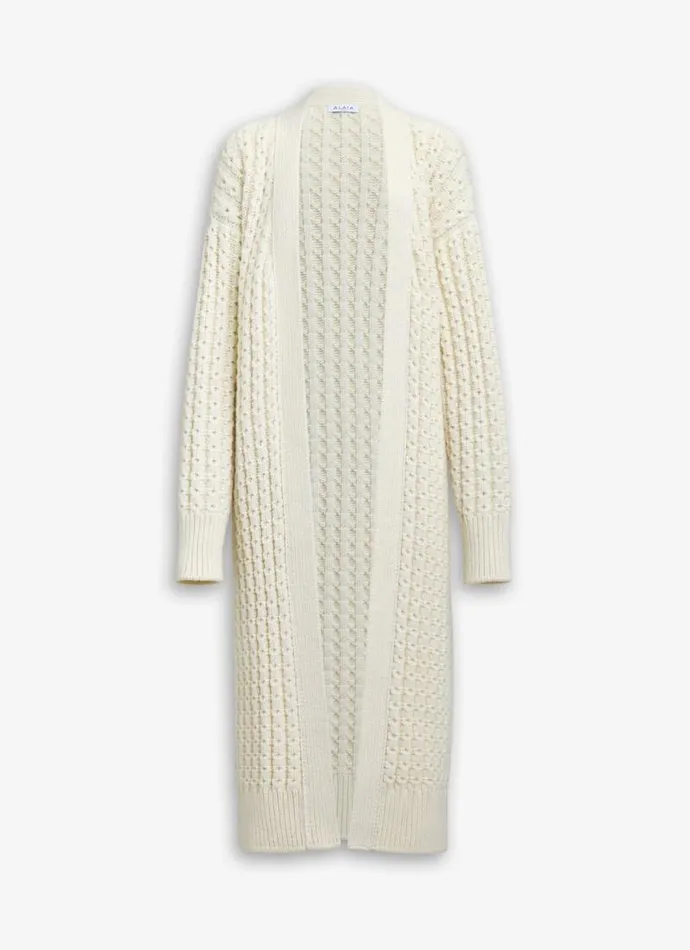 Alaa Knitwear LONG HONEYCOMB WOOL CARDIGAN White 8211 Women