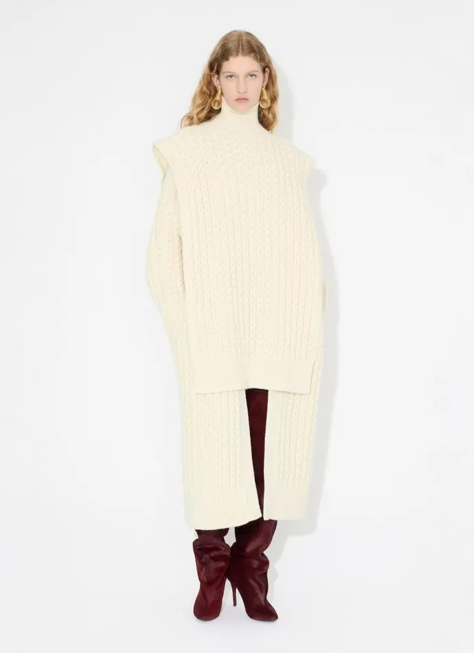 Alaa Knitwear LONG HONEYCOMB WOOL CARDIGAN White 8211 Women Alaa Knitwear LONG HONEYCOMB WOOL CARDIGAN White 8211 Women