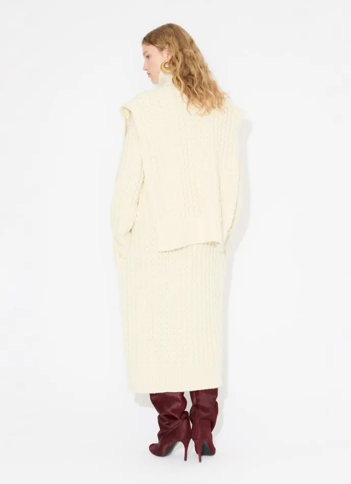 Alaa Knitwear LONG HONEYCOMB WOOL CARDIGAN White 8211 Women Alaa Knitwear LONG HONEYCOMB WOOL CARDIGAN White 8211 Women