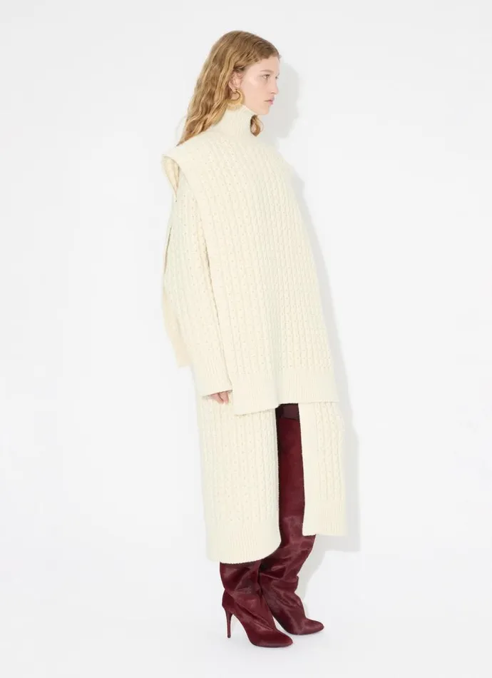 Alaa Knitwear LONG HONEYCOMB WOOL CARDIGAN White 8211 Women Alaa Knitwear LONG HONEYCOMB WOOL CARDIGAN White 8211 Women