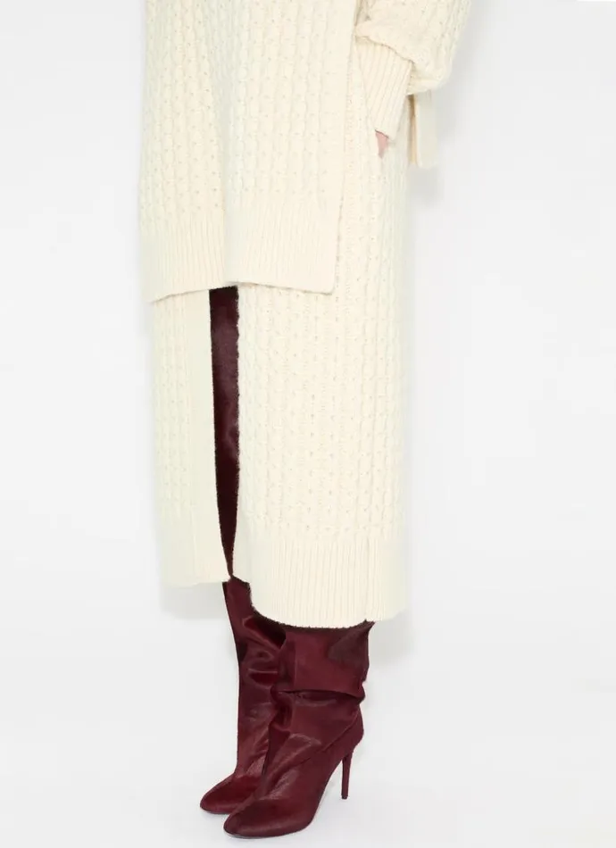 Alaa Knitwear LONG HONEYCOMB WOOL CARDIGAN White 8211 Women Alaa Knitwear LONG HONEYCOMB WOOL CARDIGAN White 8211 Women