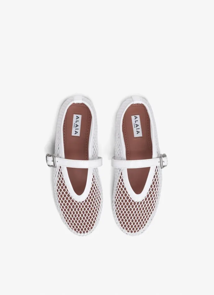 Alaa La Ballerine BALLET FLATS IN FISHNET White 8211 Women Alaa La Ballerine BALLET FLATS IN FISHNET White 8211 Women