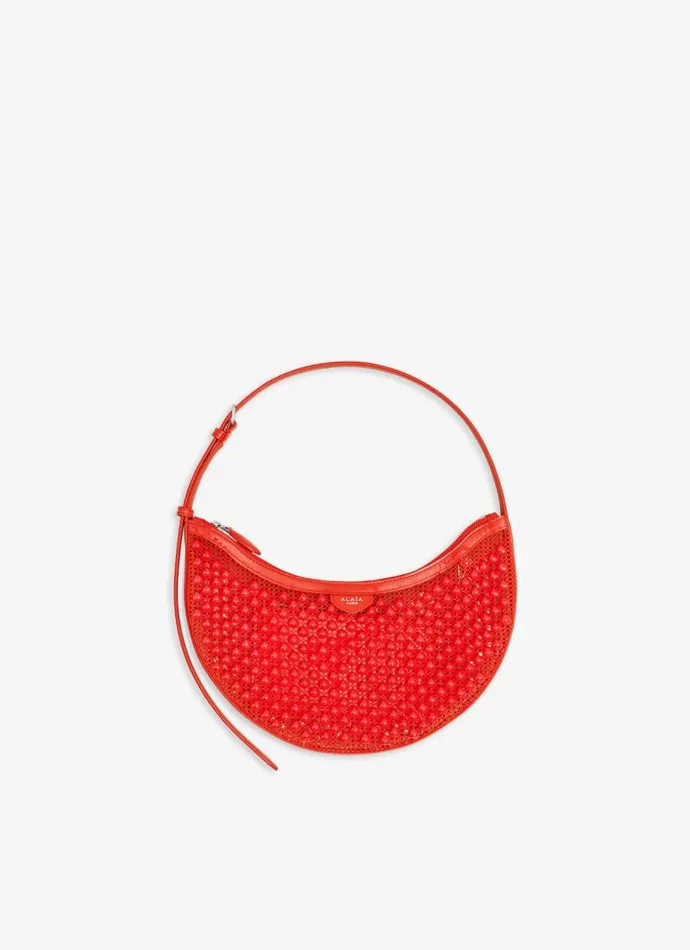 Alaa Mini Bags ONE PIECE DEMI LUNE BAG IN FISHNET PYRAMIDS Orange 8211 Women
