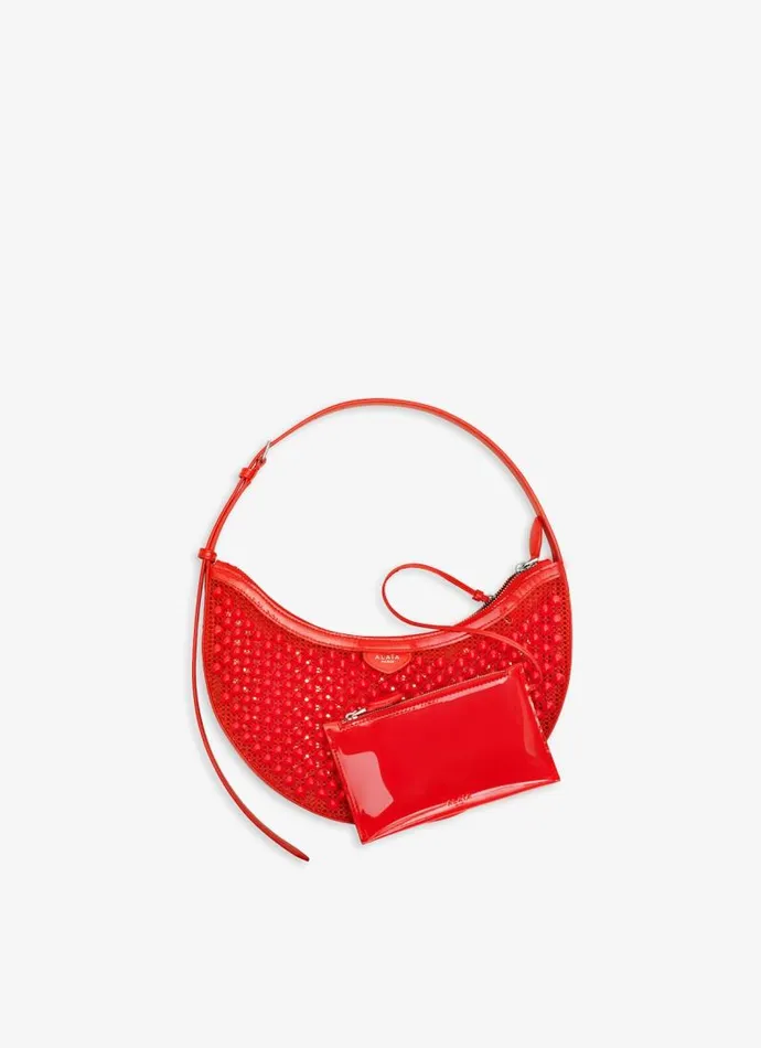 Alaa Mini Bags ONE PIECE DEMI LUNE BAG IN FISHNET PYRAMIDS Orange 8211 Women Alaa Mini Bags ONE PIECE DEMI LUNE BAG IN FISHNET PYRAMIDS Orange 8211 Women