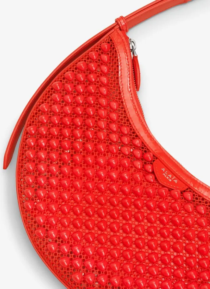 Alaa Mini Bags ONE PIECE DEMI LUNE BAG IN FISHNET PYRAMIDS Orange 8211 Women Alaa Mini Bags ONE PIECE DEMI LUNE BAG IN FISHNET PYRAMIDS Orange 8211 Women