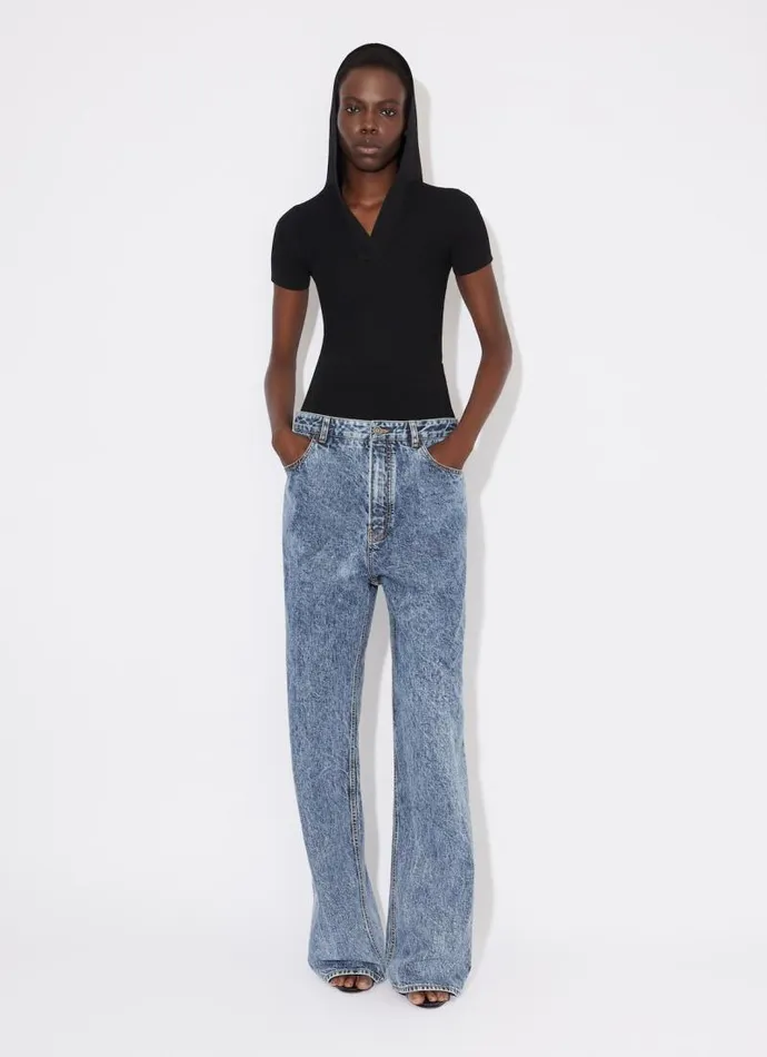 Alaa Pants and Shorts KNIT BAND JEANS IN SNOW DENIM Light Blue 8211 Women