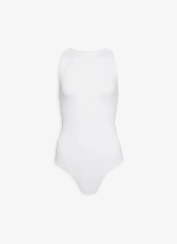 Alaa Swimwear HALTERNECK ALAIA SWIMSUIT IN JERSEY White 8211 Women