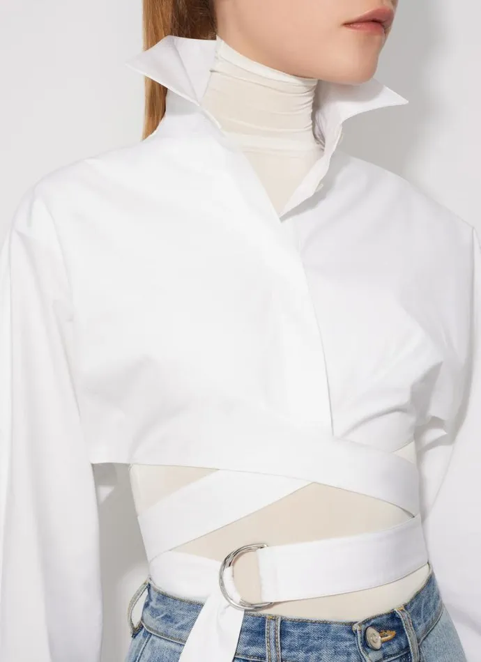 Alaa Tops and Shirts CROSS OVER SHIRT IN COTTON POPLIN White 8211 Women