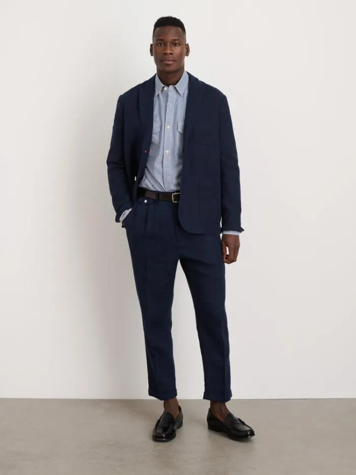 Alex Mill Pants Standard Pleated Pant In Linen Navy 8211 Men