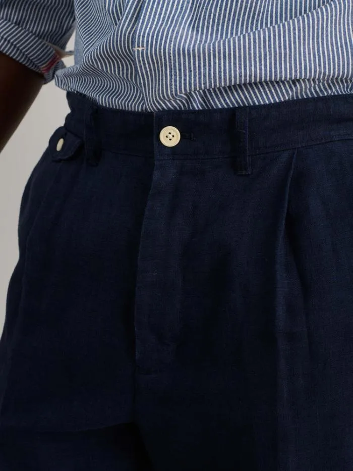 Alex Mill Pants Standard Pleated Pant In Linen Navy 8211 Men