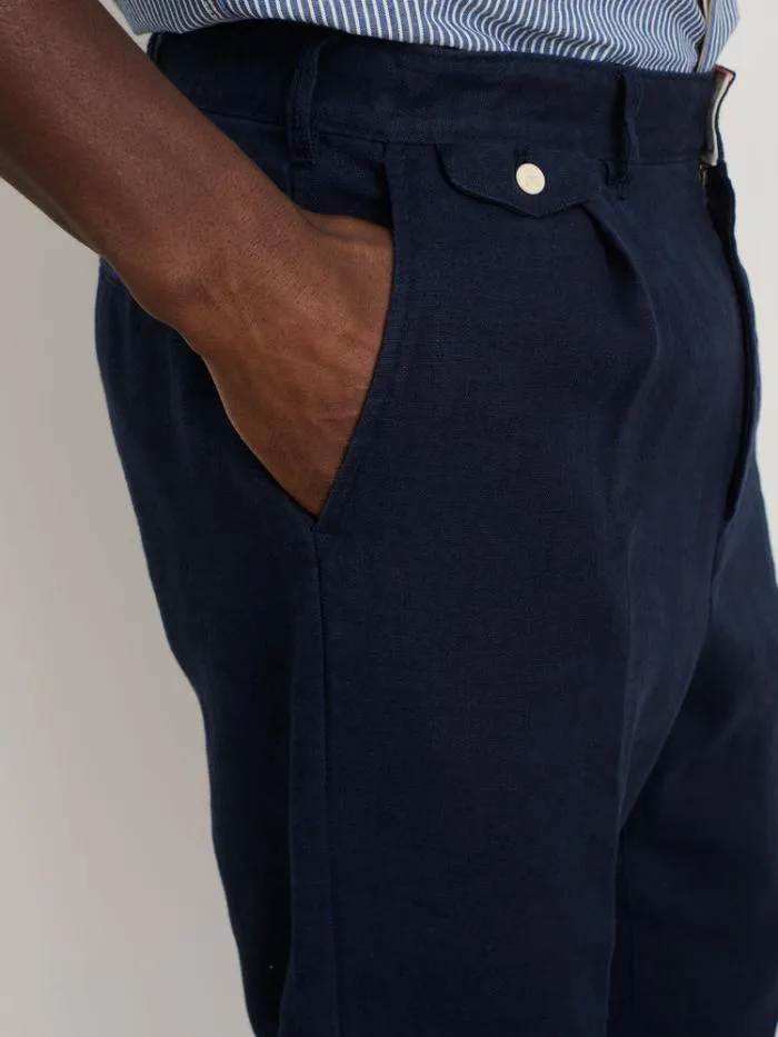 Alex Mill Pants Standard Pleated Pant In Linen Navy 8211 Men