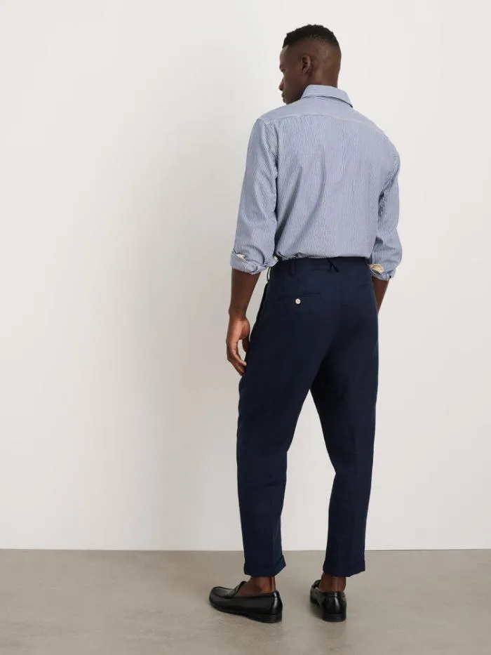 Alex Mill Pants Standard Pleated Pant In Linen Navy 8211 Men