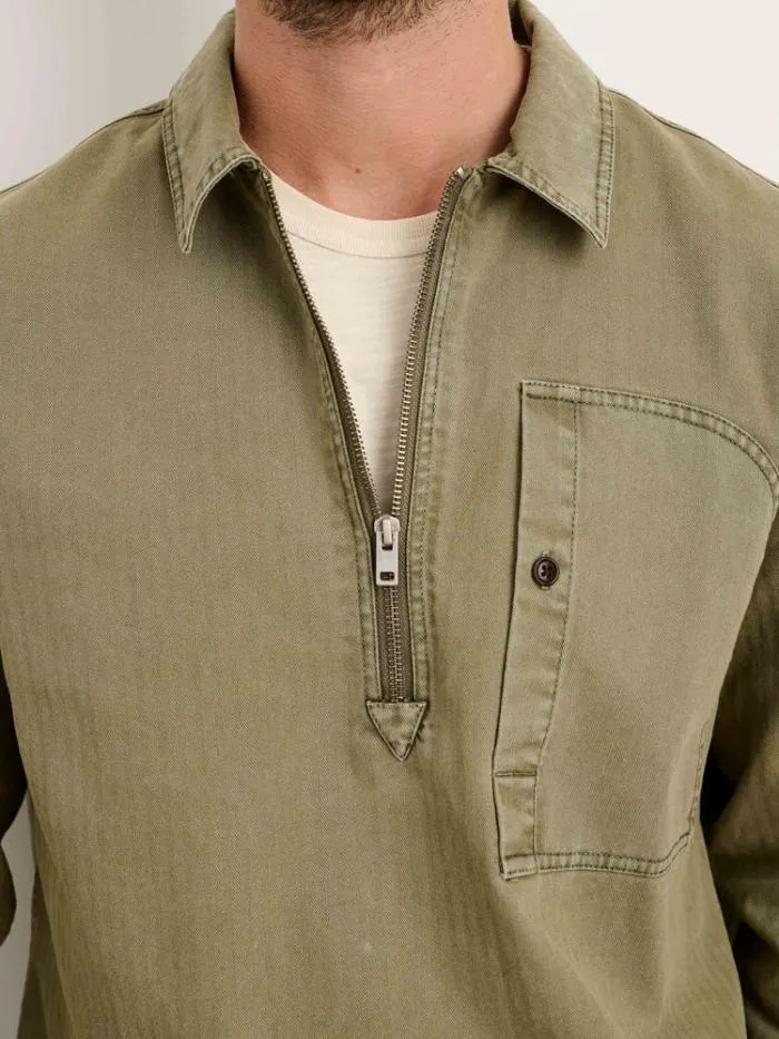 Alex Mill Shirts Ryder Popover In Cotton Herringbone Faded Olive 8211 Men