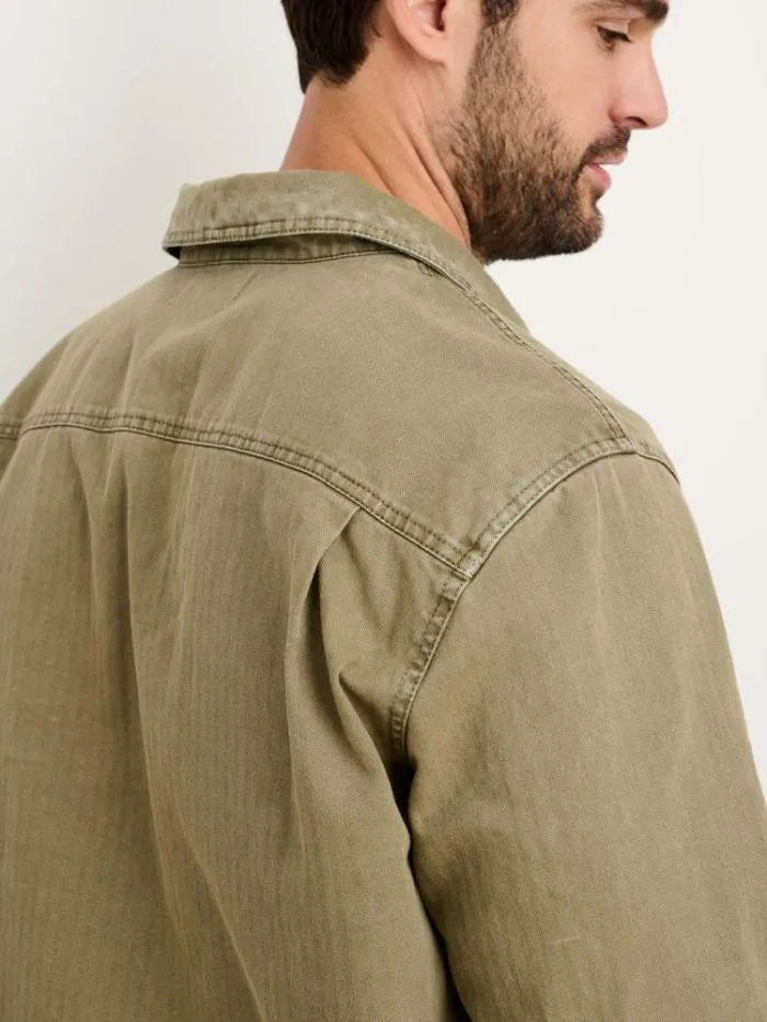 Alex Mill Shirts Ryder Popover In Cotton Herringbone Faded Olive 8211 Men