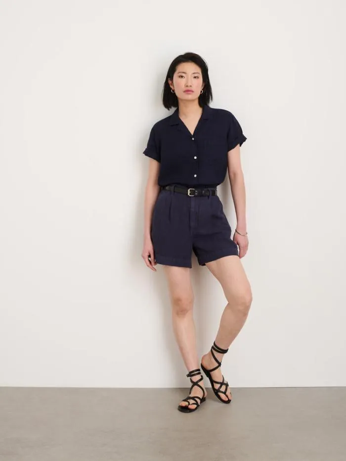 Alex Mill Shirts Tops Maddie Camp Shirt In Linen Dark Navy 8211 Women