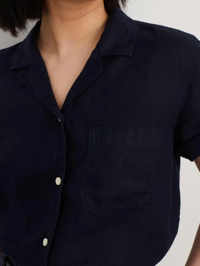 Alex Mill Shirts Tops Maddie Camp Shirt In Linen Dark Navy 8211 Women