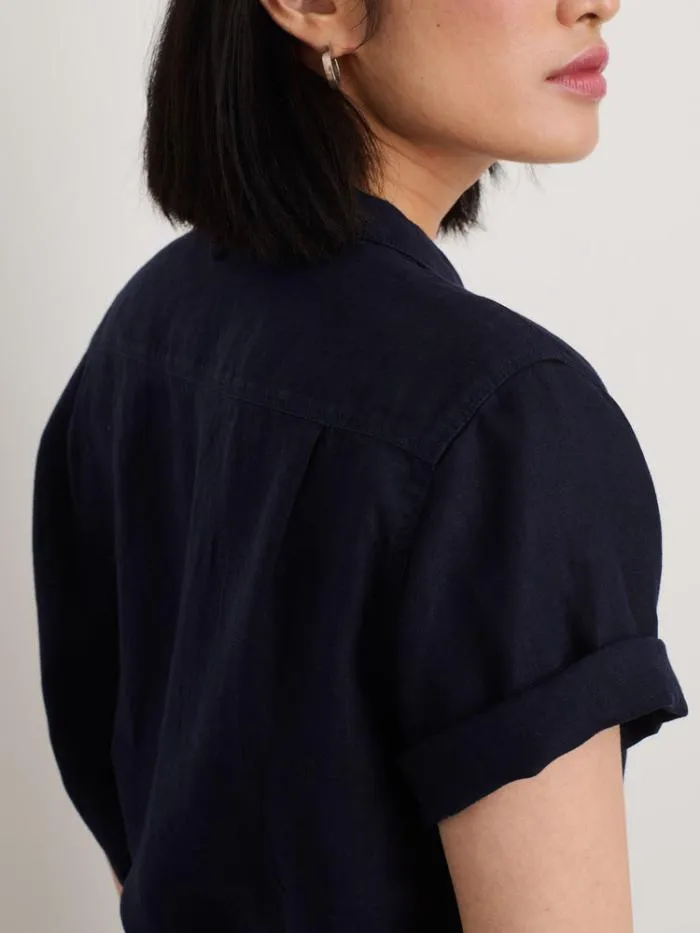 Alex Mill Shirts Tops Maddie Camp Shirt In Linen Dark Navy 8211 Women