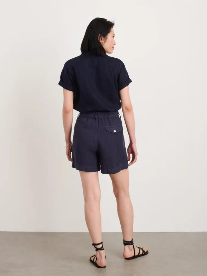 Alex Mill Shirts Tops Maddie Camp Shirt In Linen Dark Navy 8211 Women