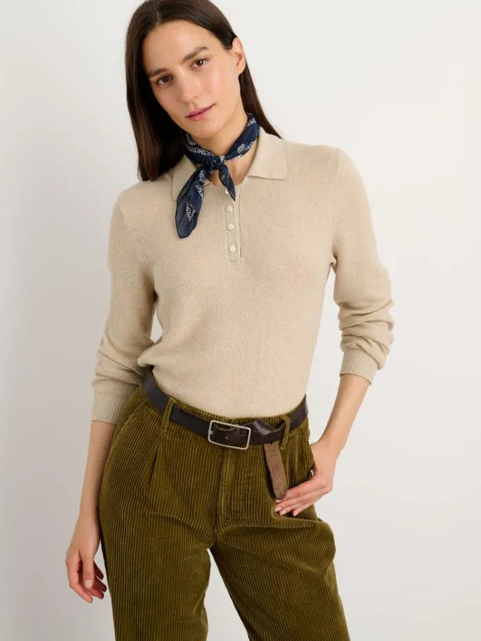 Alex Mill Sweaters Alice Polo Sweater In Cotton Driftwood 8211 Women