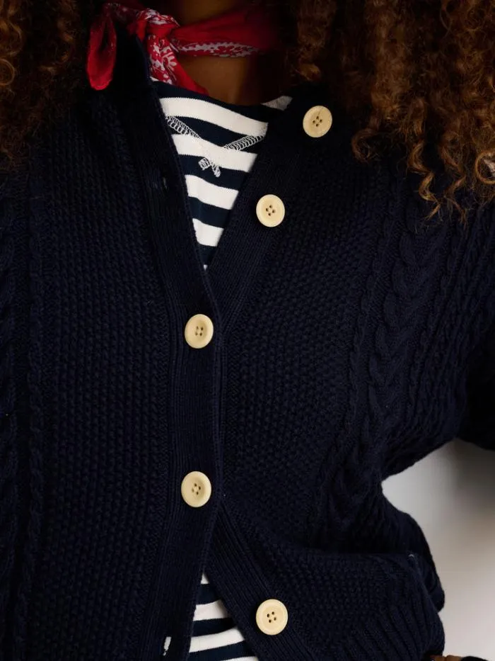 Alex Mill Sweaters Cable Knit Nico Chunky Cardigan Dark Navy 8211 Women
