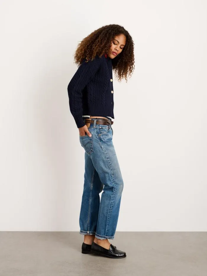 Alex Mill Sweaters Cable Knit Nico Chunky Cardigan Dark Navy 8211 Women