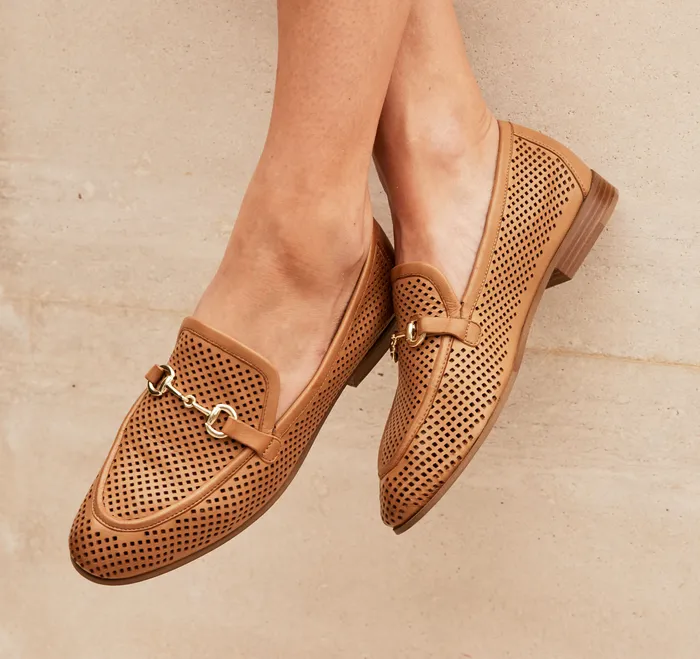 Ali Perfed Bit Loafer Tan Glove Leather Mules and Loafers Johnston and Murphy Women