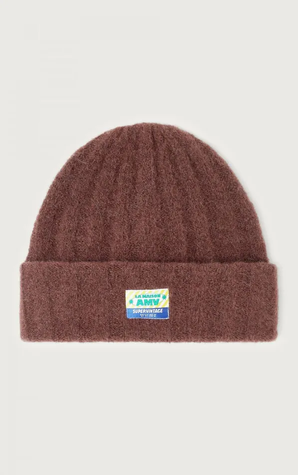 American Vintage Beanies and Caps WomenMen Beanie Vitow Choco Black Melange