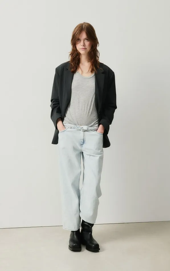 American Vintage Jackets and Blazers Women Blazer Kabird Melange Charcoal American Vintage Jackets and Blazers Women Blazer Kabird Melange Charcoal