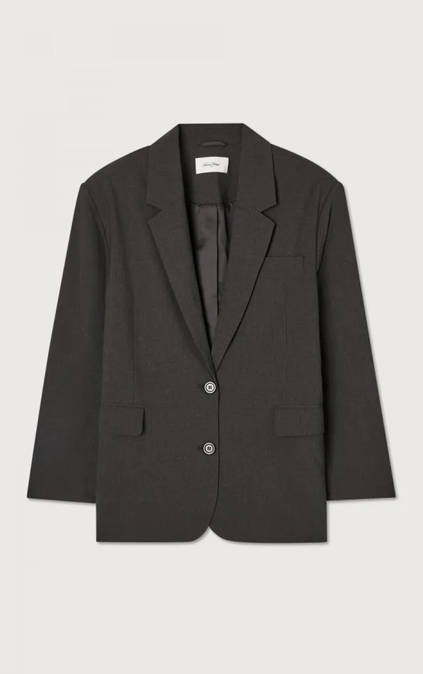 American Vintage Jackets and Blazers Women Blazer Kabird Melange Charcoal American Vintage Jackets and Blazers Women Blazer Kabird Melange Charcoal